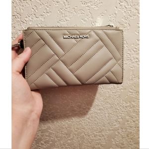 Michael Kors slate gray quilted wristlet wallet